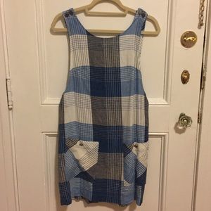 Linen Overall Plaid Dress
